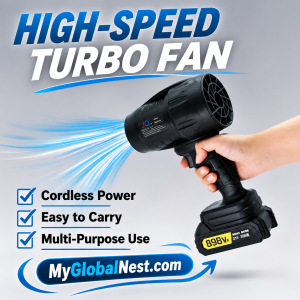 Powerful Air Blower Turbo Fan with Thrust 550g to Cleaning Fallen Leaves, Snow and Sand with 21V Makita-Style Battery