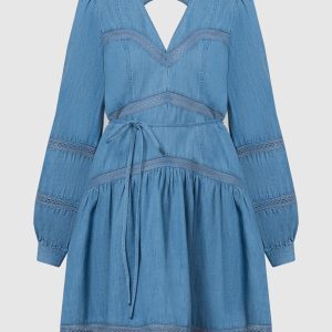 Blue dress with lace Twinset