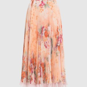 Orange skirt with pleating in a floral print Twinset