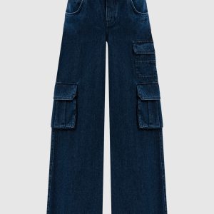 Blue cargo jeans with logo embroidery Off-White