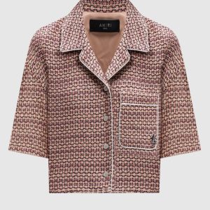 Pink cropped tweed jacket with lurex AMIRI