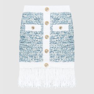 Blue tweed skirt with linen Balmain