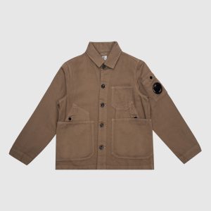 Children's brown linen jacket with logo C.P. Company