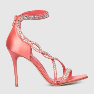Coral sandals with crystals Alexander McQueen