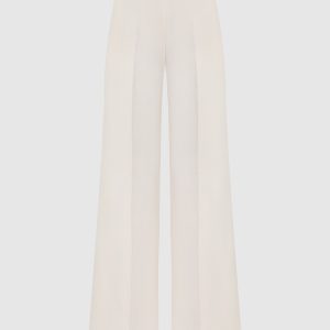 Beige linen flared pants with logo Twinset