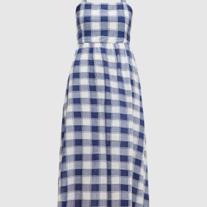Blue check midi dress Woolrich