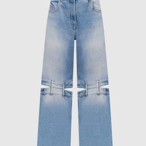 Blue jeans with cutouts The Attico