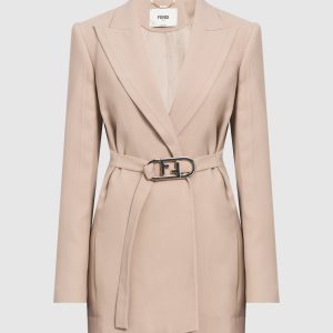 Beige blazer with Fendi O'Lock buckle in metal Fendi