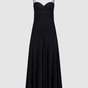 Black combined bustier dress with a rose Magda Butrym