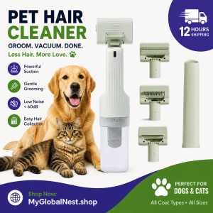 Portable Automatic Long Battery Bagless Pet Grooming Vacuum Cordless Rechargeable 5-in-1 Handheld Pet Hair Remover For Cats Dogs