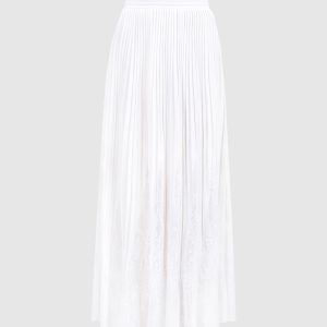 White pleated skirt with lace Balmain