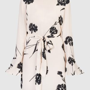 Beige dress with a contrasting floral print Twinset
