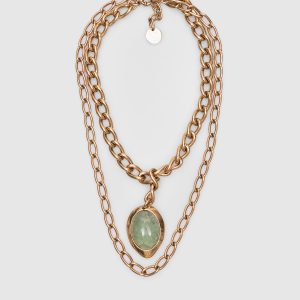 Gold double chain with cabochon stone Ermanno Scervino