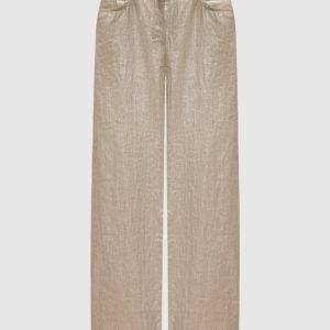 Beige linen BOUQUET pants Max Mara