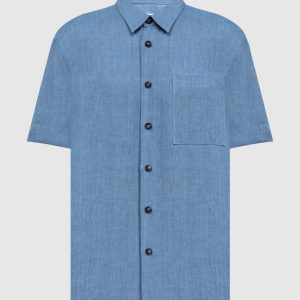 Blue linen shirt with short sleeves Cashmere&Whiskey