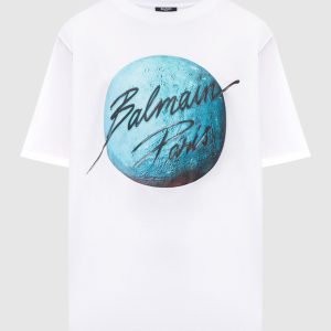 White T-shirt with print Balmain