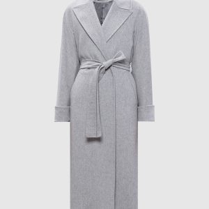 Gray wool coat with belt Heresis
