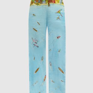 Maison Sur Piloti blue linen trousers Casablanca