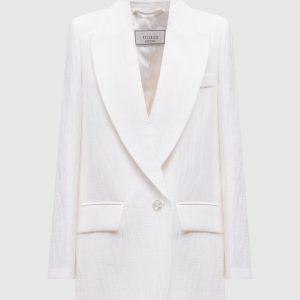 Beige linen jacket with a harvester effect Peserico