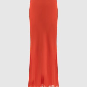 Red MAUVA maxi skirt made of silk Khaite