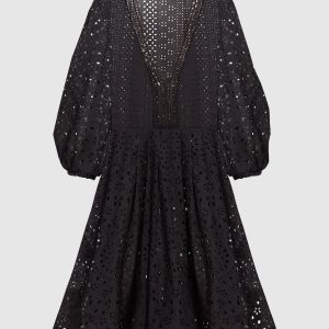 Black mini dress with broderie embroidery Ermanno Scervino