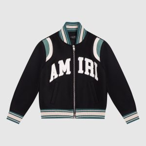 Children's black bomber jacket with logo patch AMIRI
