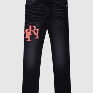 Children's black jeans with logo patch AMIRI