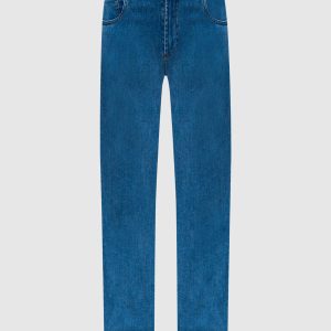 Blue jeans with logo patch Enrico Mandelli