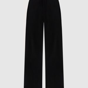 VAPOR black satin pants with slits AERON