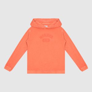 Children's orange hoodie with logo print Woolrich