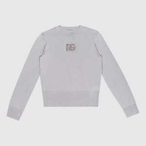Children's gray jumper with lurex and crystals Dolce&Gabbana