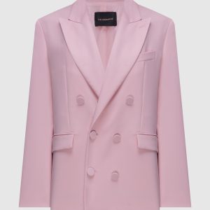 Pink straight-cut double-breasted jacket The Andamane