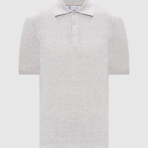 Grey melange polo Brunello Cucinelli