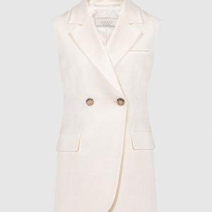 Beige double-breasted waistcoat with monil chain Peserico