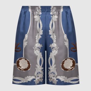 Blue Cameo silk shorts Versace
