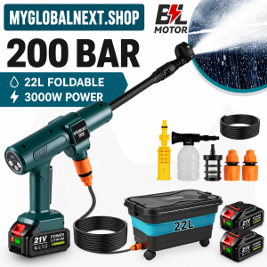 YOFIDRA 200Bar Brushless High Pressure Washer Gun Electric Car Washer Garden Watering Gun Cleaning Tools for Makita Battery Pins