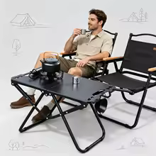 Lightweight Carbon Steel Portable Foldable Camping Table, Multipurpose BBQ & Picnic Table for Outdoor Hiking & Travel