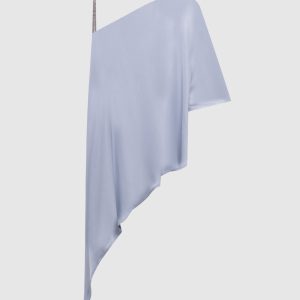 Blue asymmetric top with monil chain Peserico