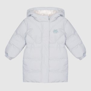 Children's blue down jacket with Pegaso logo embroidery Etro