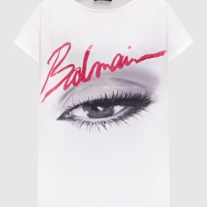 Beige T-shirt with logo Balmain