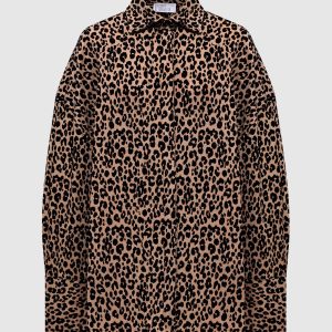 Beige long-sleeved shirt with textured animal print Giuseppe Di Morabito Milano