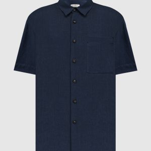Blue linen shirt with short sleeves Cashmere&Whiskey