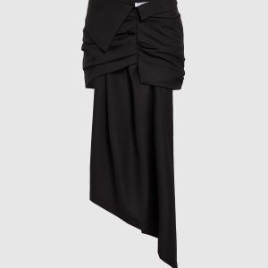 Black skirt of asymmetrical cut with drapery Off-White