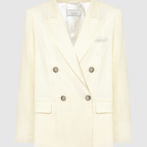 Yellow double-breasted wool and linen jacket Peserico