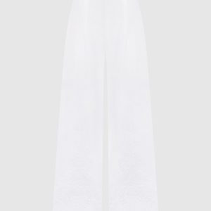 White linen pants with broderie embroidery Ermanno Scervino