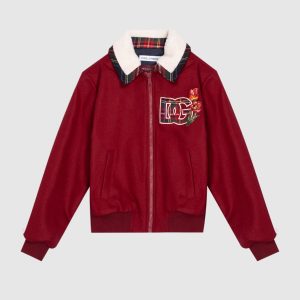 Children's burgundy jacket with wool and appliqué Dolce&Gabbana