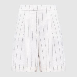 Beige striped linen Bermuda shorts Peserico