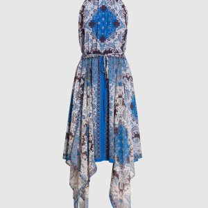 Blue paisley print midi dress Twinset