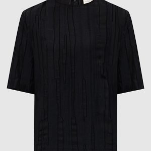 Black TOBA top with silk Lou Lou Studio