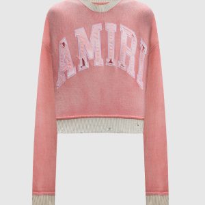 Pink cashmere sweater with a vintage effect AMIRI